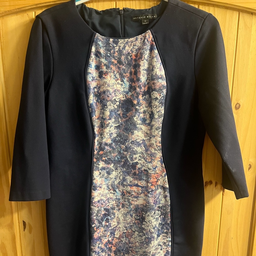ANTONIO MELANI Black Dress with Multicolor Pattern